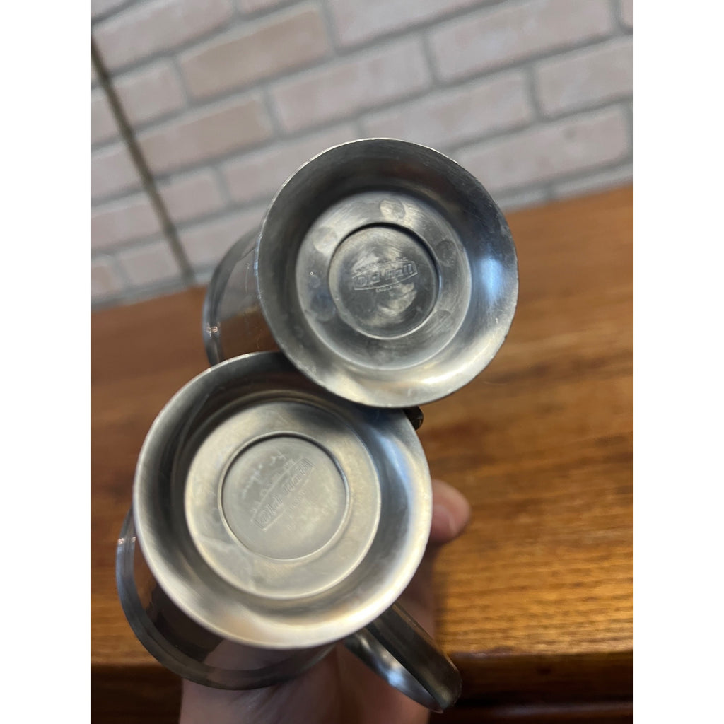 Vintage Old Hall Stainless Lot (3) Coffee / Espresso Small handled Cups MCM Mid-Century England