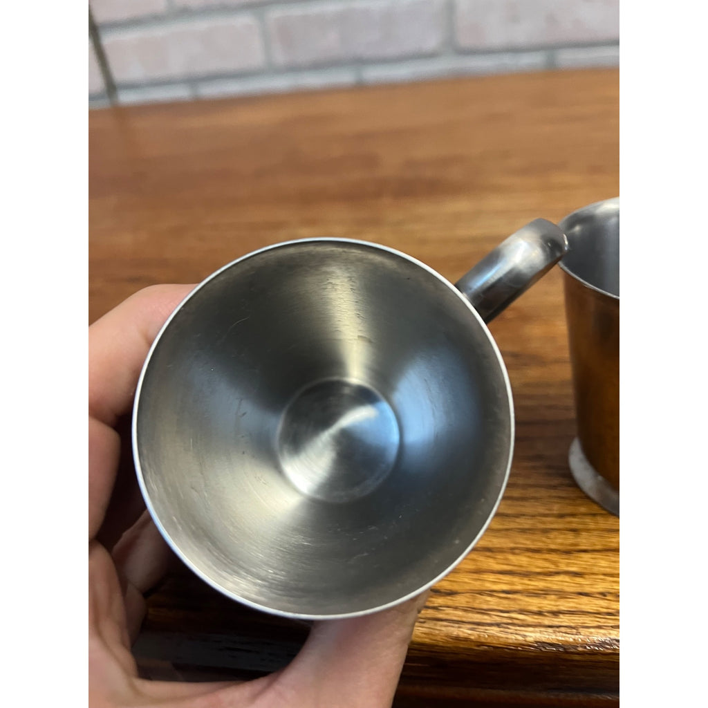 Vintage Old Hall Stainless Lot (3) Coffee / Espresso Small handled Cups MCM Mid-Century England