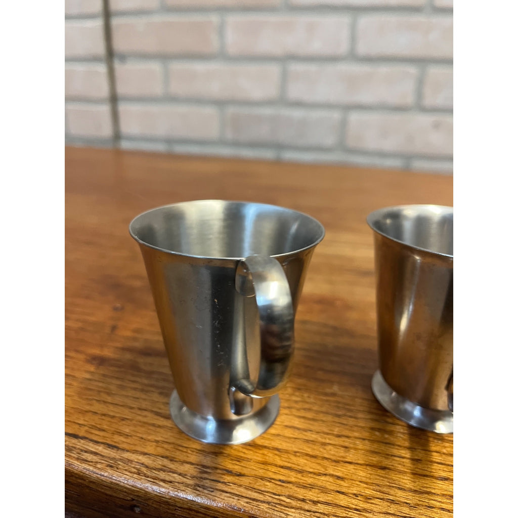 Vintage Old Hall Stainless Lot (3) Coffee / Espresso Small handled Cups MCM Mid-Century England