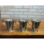 Vintage Old Hall Stainless Lot (3) Coffee / Espresso Small handled Cups MCM Mid-Century England