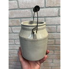 Antique Primitive 19th c. Stoneware White Glazed Fruit Canning Jar w/ Handle