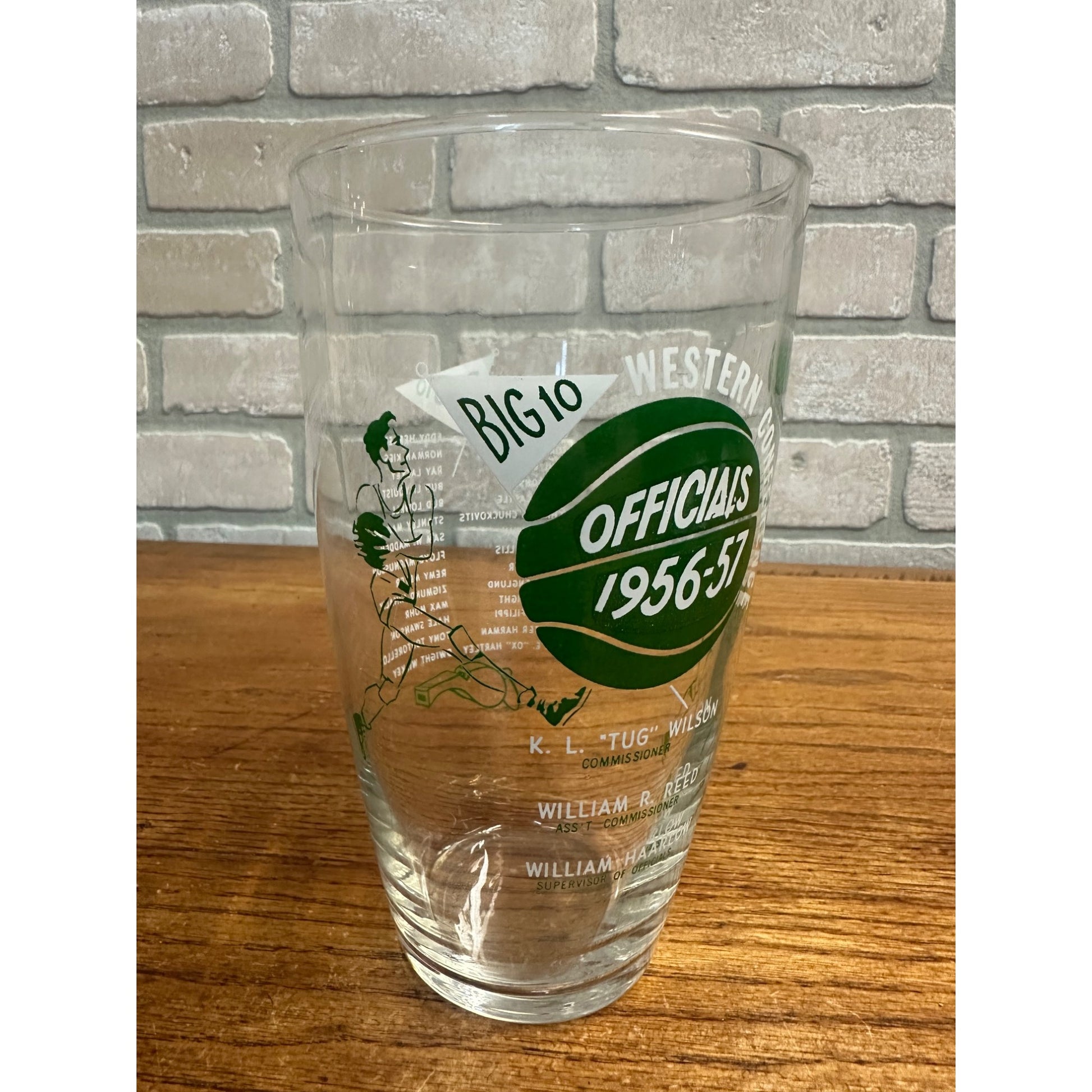 Rare Vintage Big 10 Conference Basketball 1956 1957 Officials Referee Glass