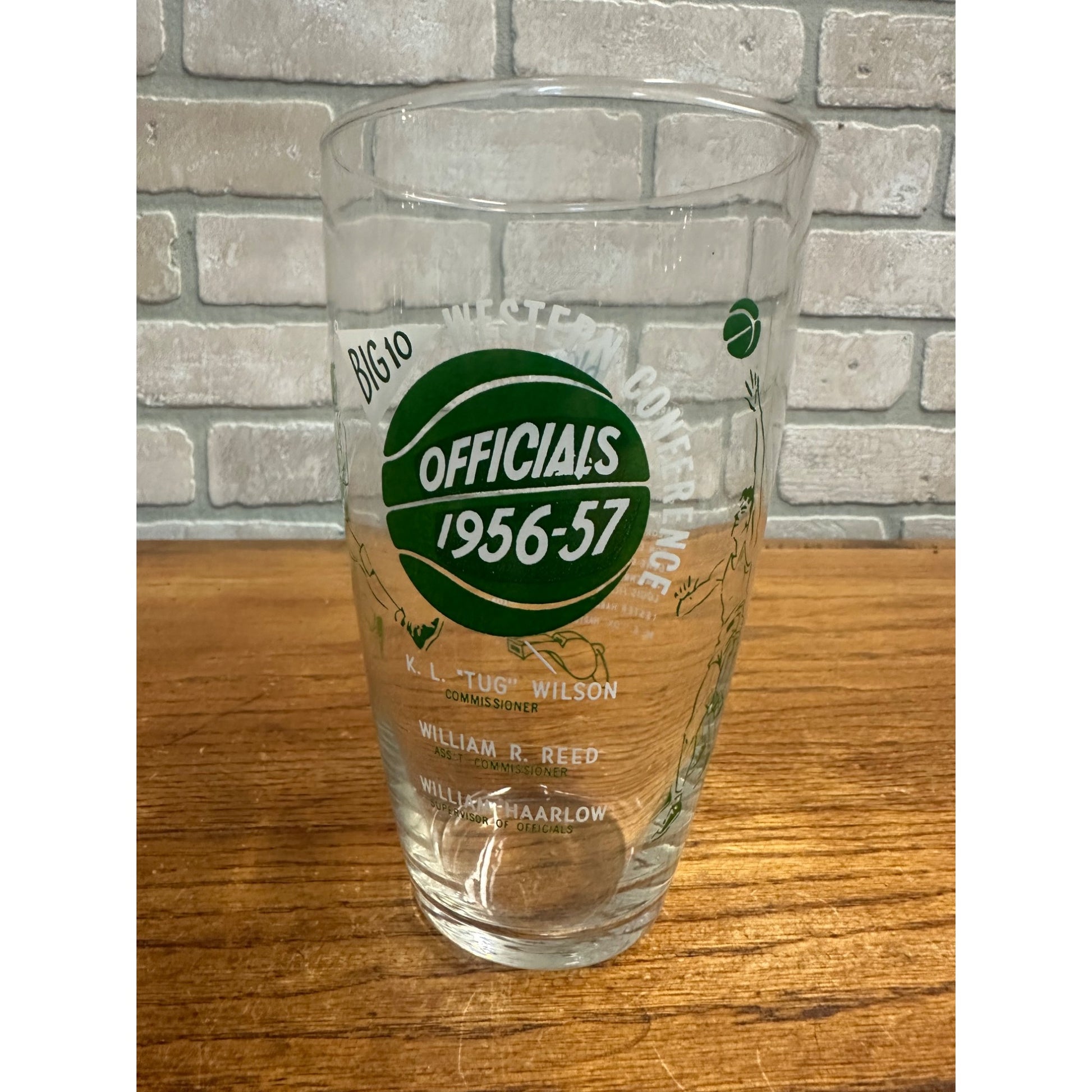 Rare Vintage Big 10 Conference Basketball 1956 1957 Officials Referee Glass