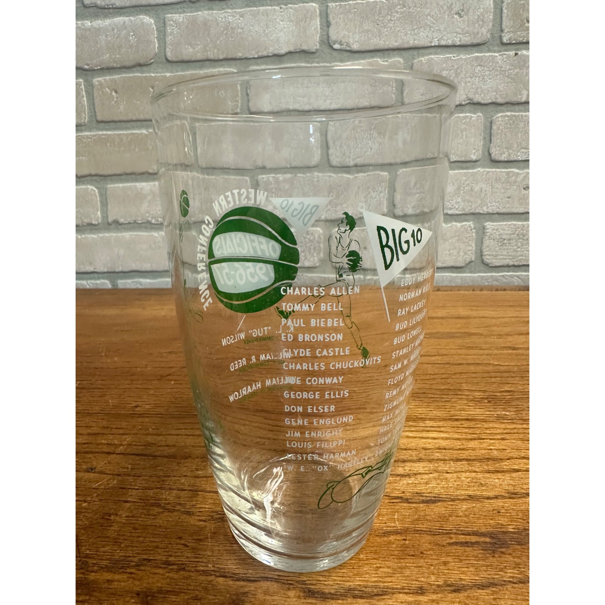 Rare Vintage Big 10 Conference Basketball 1956 1957 Officials Referee Glass