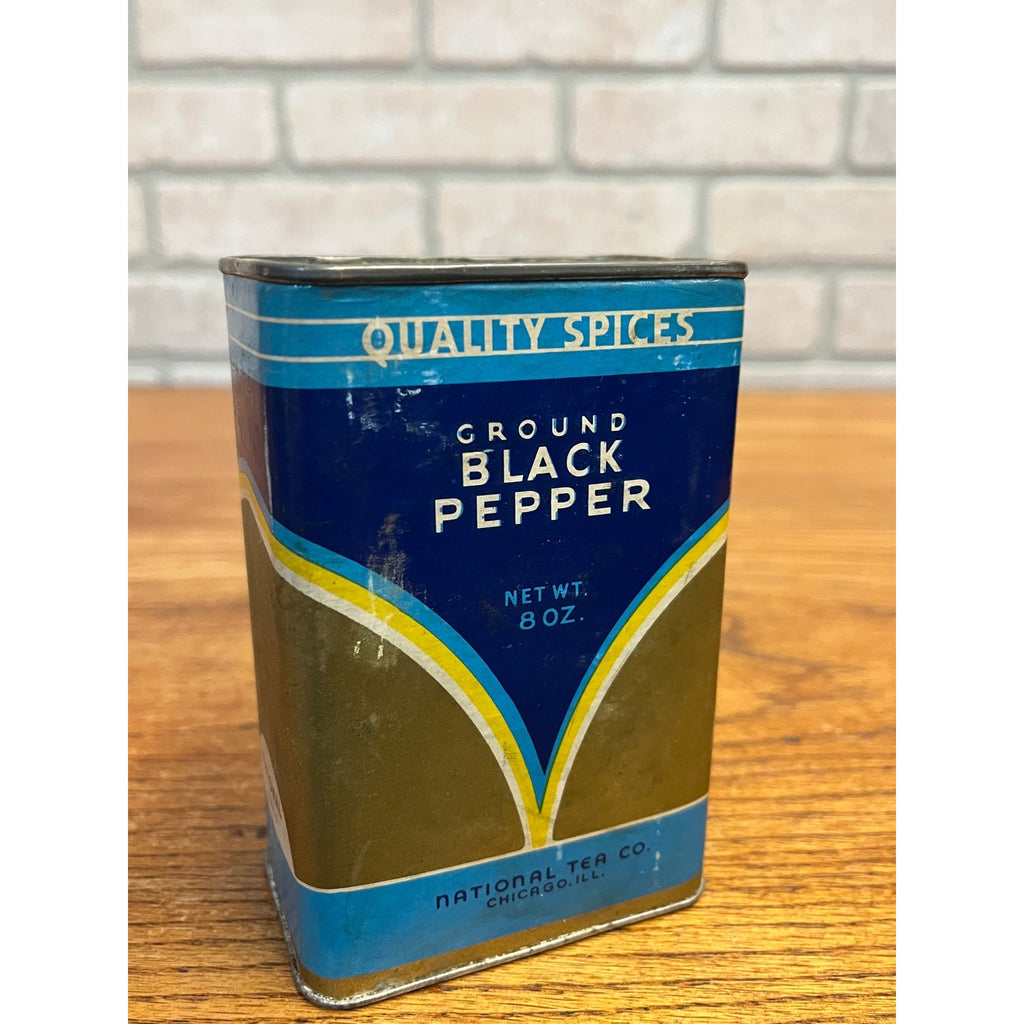 Vintage National Tea Co. Black Pepper Spice Tin Advertising Can Chicago Illinois