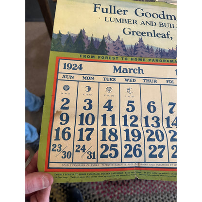 Vintage Fuller Goodman Lumber (Oshkosh Wis) Advertising Calendar Sign Farm Litho