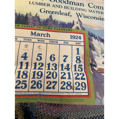 Vintage Fuller Goodman Lumber (Oshkosh Wis) Advertising Calendar Sign Farm Litho