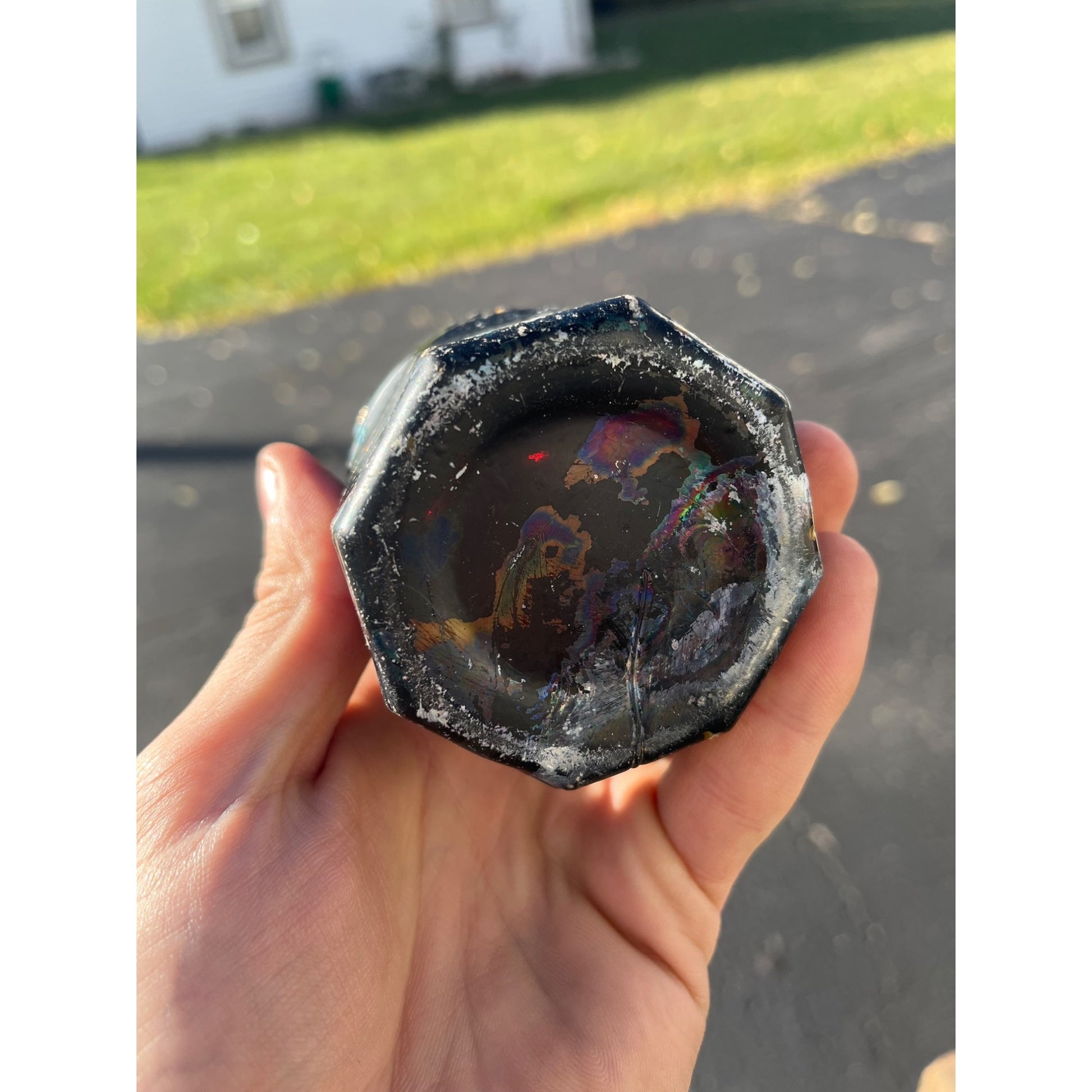 L. Werrbach c1880s Milwaukee Wis Amber PURE WEISS BEER Bottle Blob Octagon Base