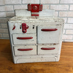 Vintage Tin Litho Prosperity Junior Stove Oven Childs Play Kitchen