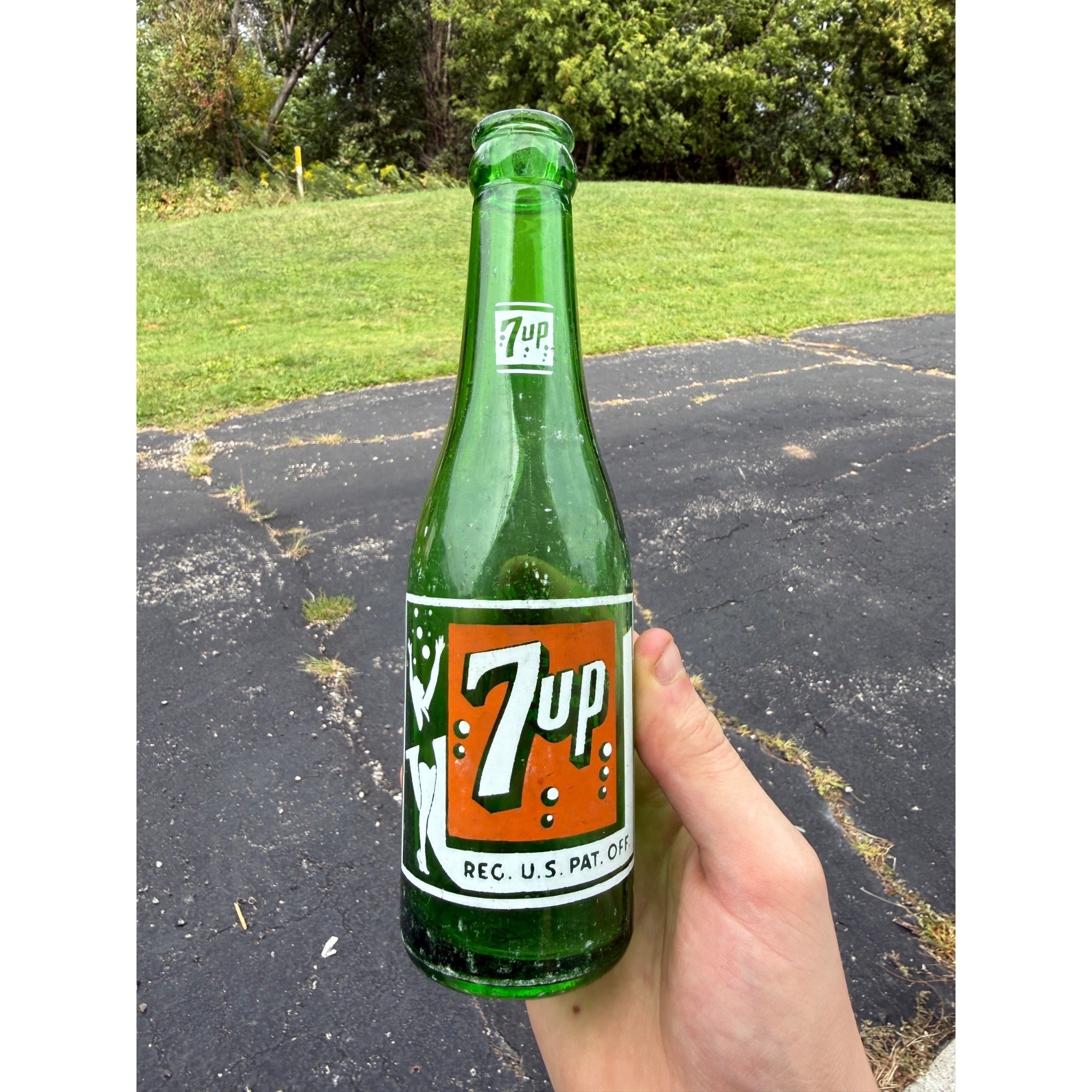 Vintage Green Seven Up Swim Milwaukee Bottle 7oz