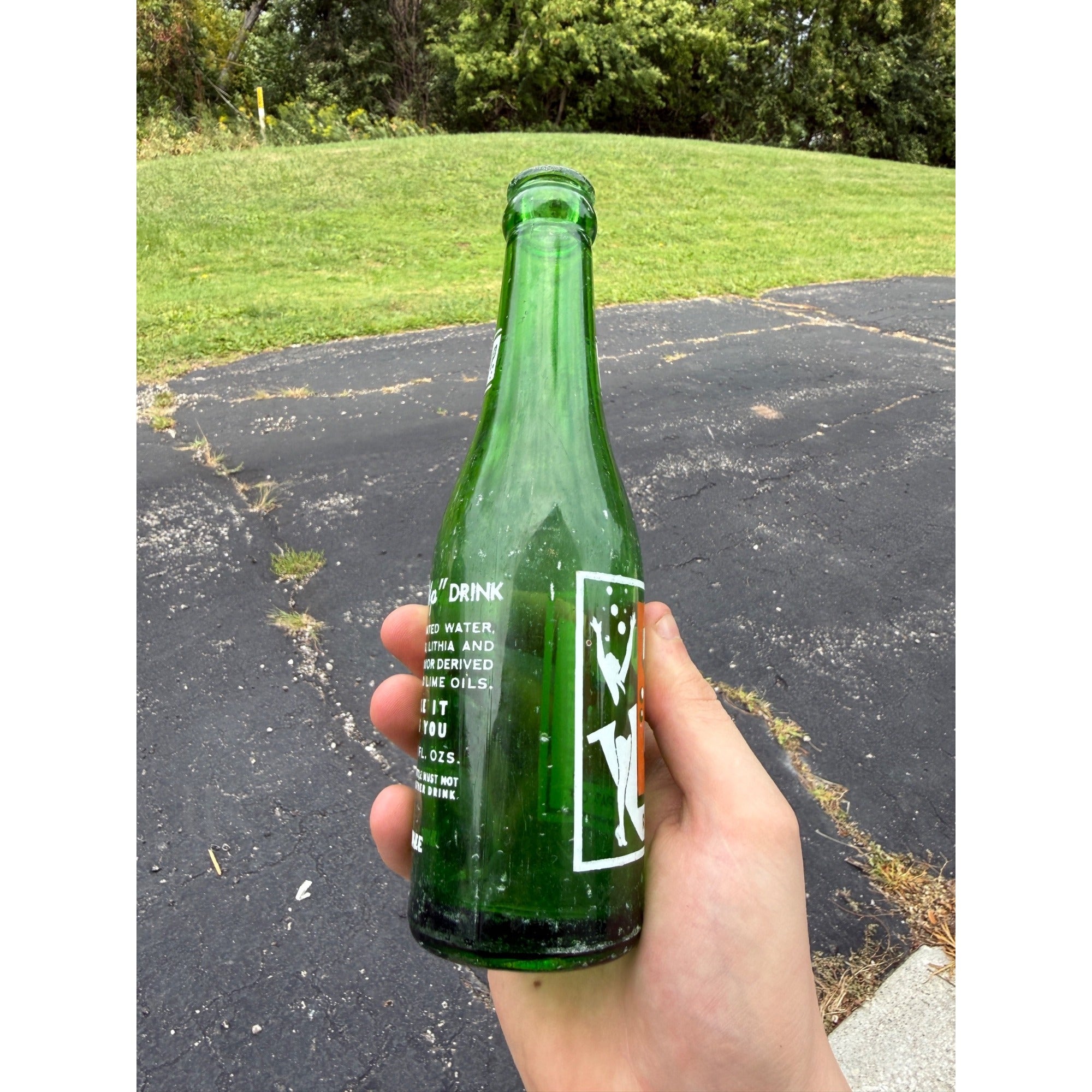 Vintage Green Seven Up Swim Milwaukee Bottle 7oz