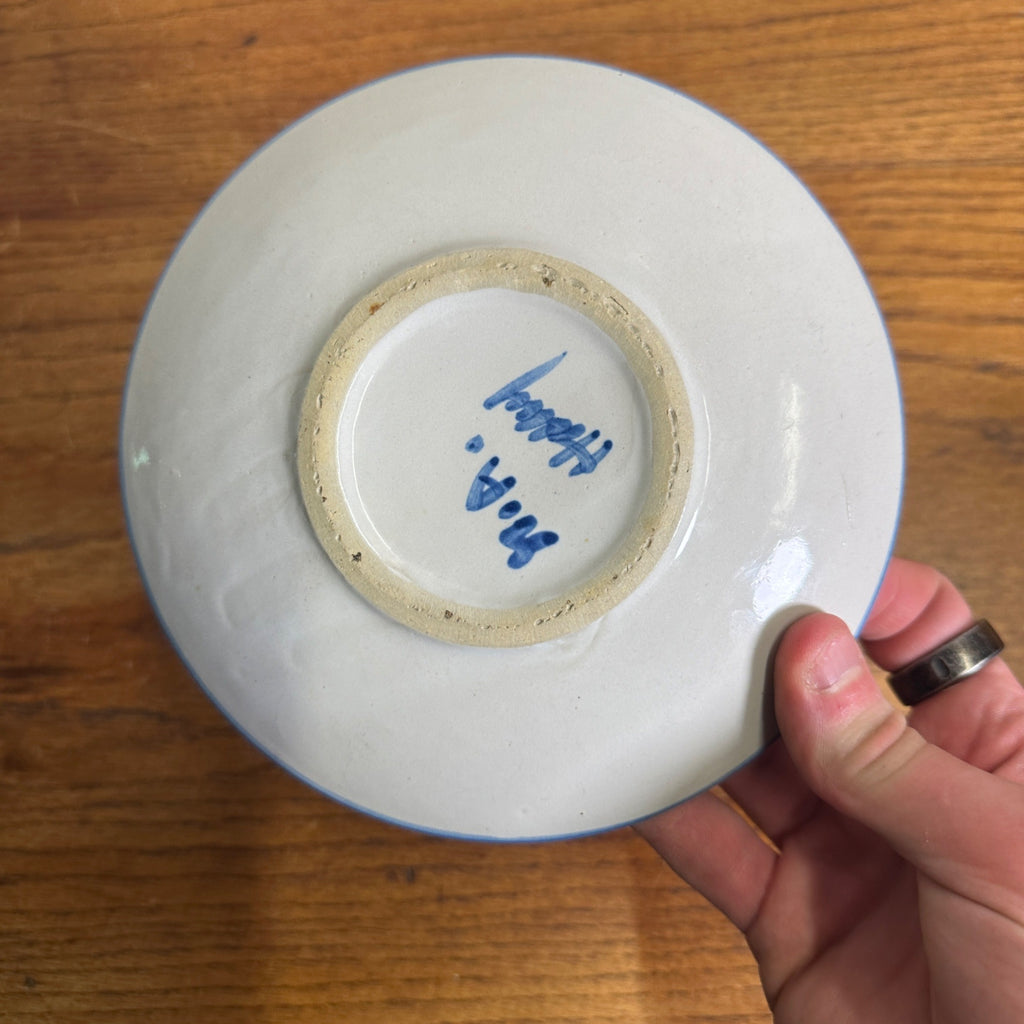 M.A. Hadley Art Pottery Tea / Coffee Mug Cup & Saucer Farmer