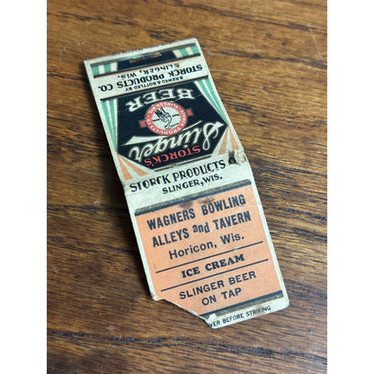 Vintage 1930s Storck's Slinger Beer Matchbook Advertising Products Co. Horicon WI