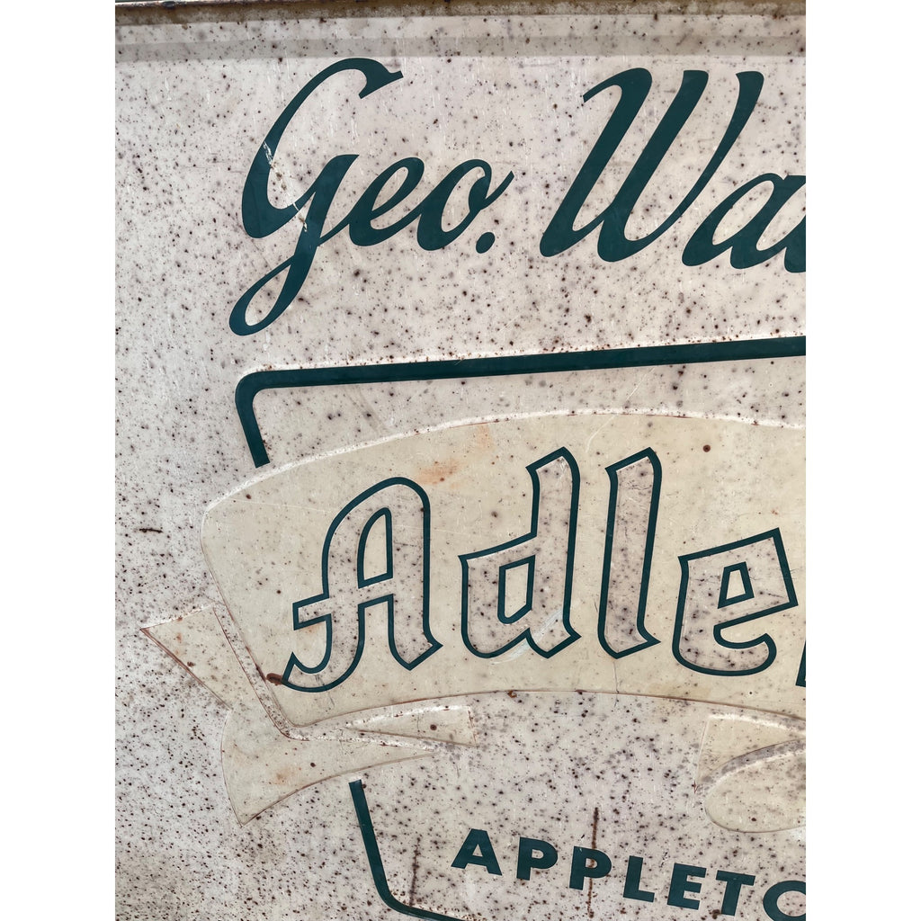 Vintage Geo. Walter's Brewing Adler Brau Beer Large Advertising Sign Appleton WI