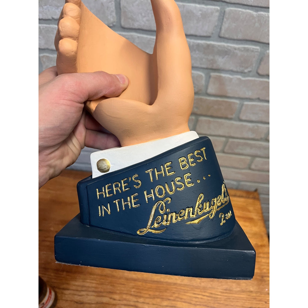 Vintage Leinenkugel’s Beer Bottle Holder Hand Counter Sign Bar Display