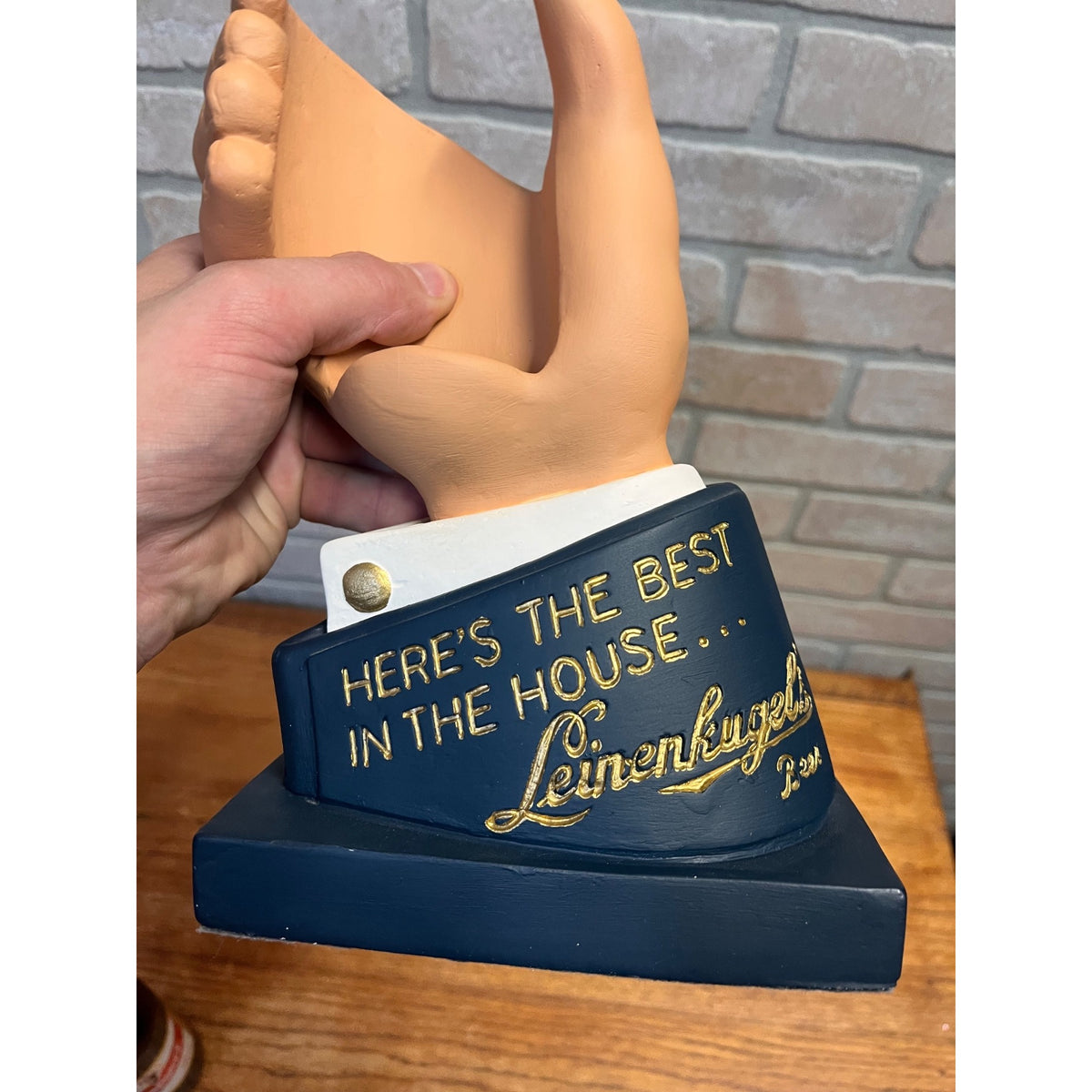 Vintage Leinenkugel’s Beer Bottle Holder Hand Counter Sign Bar Display