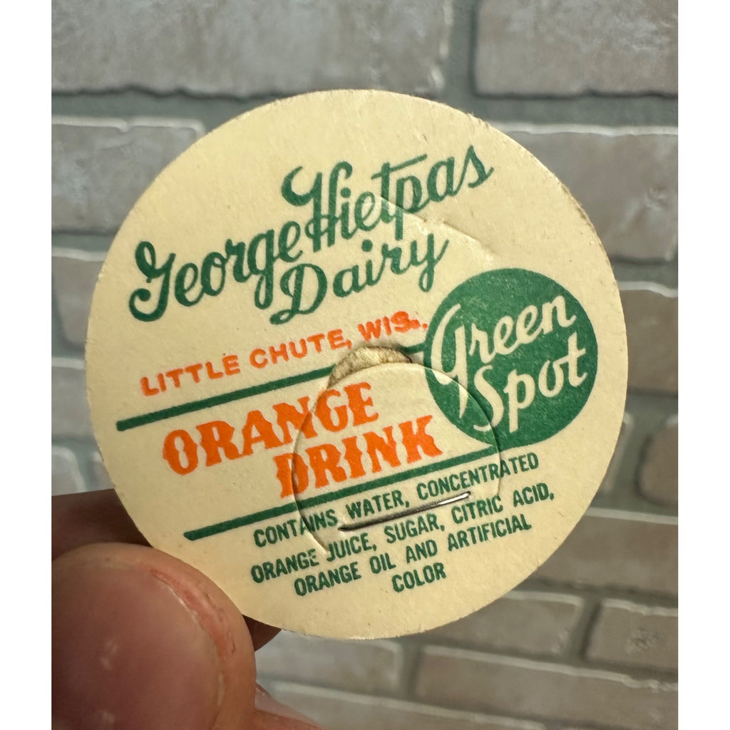 Milk Bottle Cap - George Hieptas Dairy - Little Chute, (Wisconsin) Wis WI - Orange