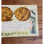 Vintage Halloween Postcard w/ Handwritten Invite Gottschalk Germany Cat Bats JOL Kiss