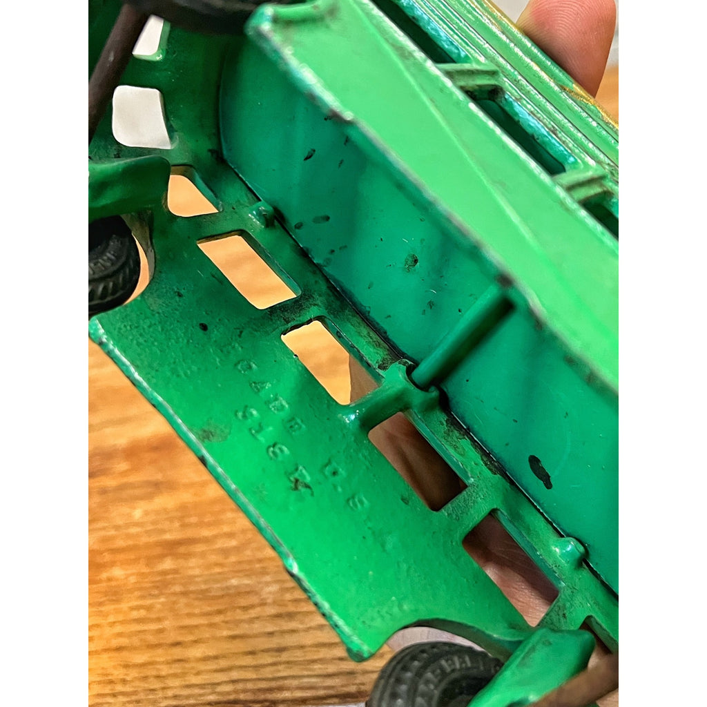 Vintage 1930s Arcade Cast Iron Double Decker Bus Toy #318 Green 8" - SUPERB