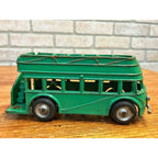 Vintage 1930s Arcade Cast Iron Double Decker Bus Toy #318 Green 8" - SUPERB