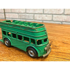 Vintage 1930s Arcade Cast Iron Double Decker Bus Toy #318 Green 8" - SUPERB