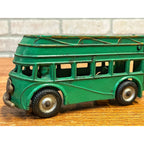 Vintage 1930s Arcade Cast Iron Double Decker Bus Toy #318 Green 8" - SUPERB