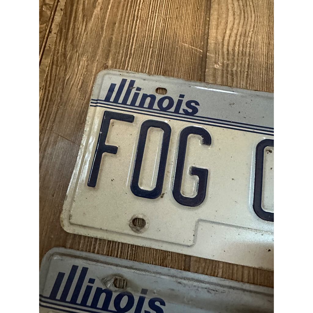Vintage Illinois Vanity License Plate Set FOG CITY