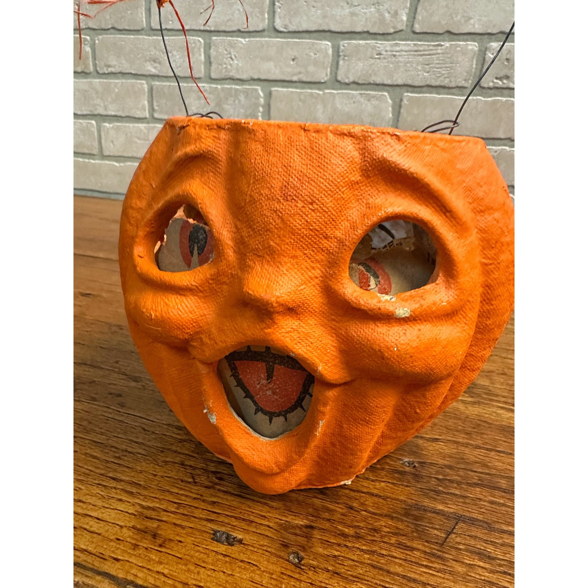 Vintage 1940s Halloween Paper Mache JOL Lantern Choir Boy Pulp 6" Jack O Lantern