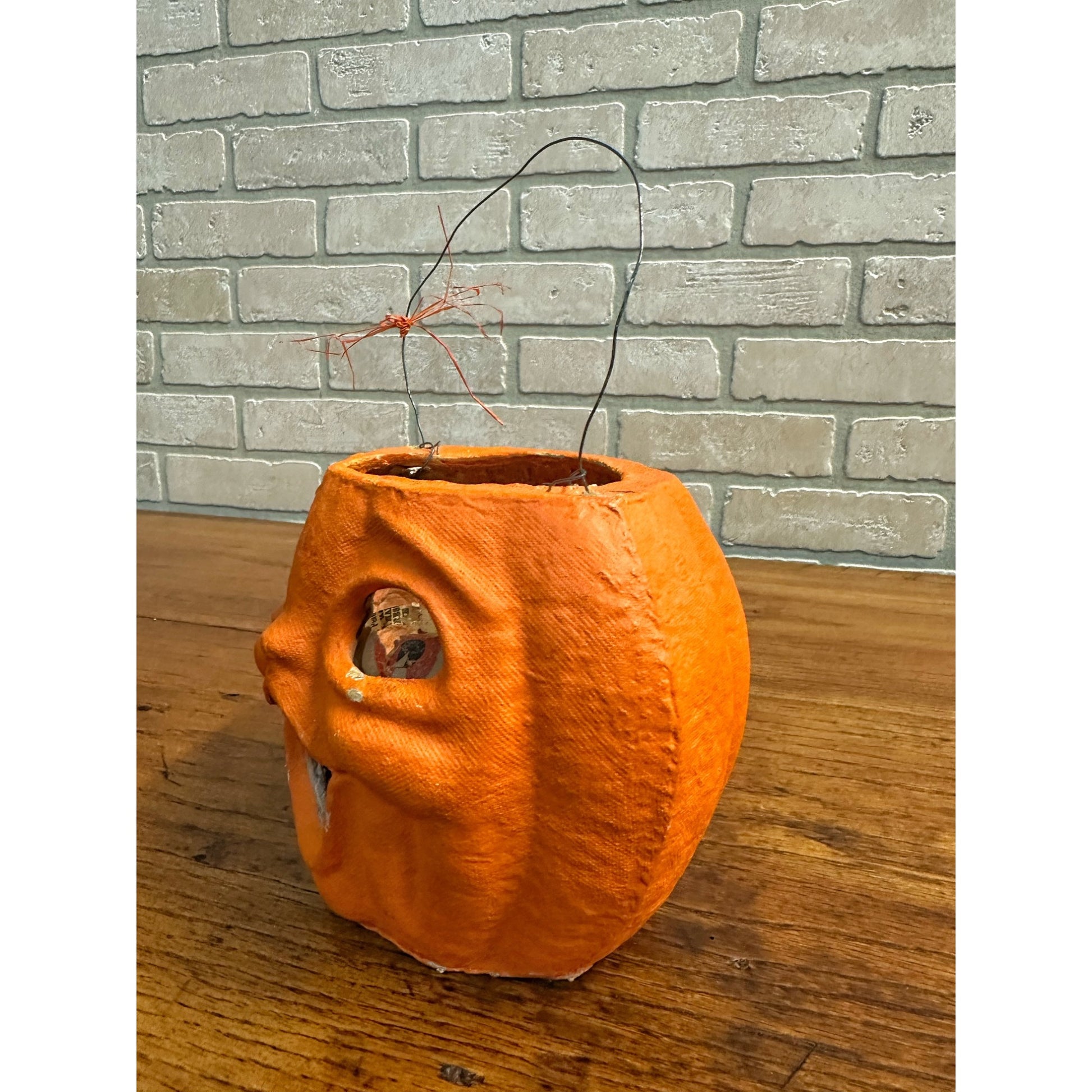 Vintage 1940s Halloween Paper Mache JOL Lantern Choir Boy Pulp 6" Jack O Lantern