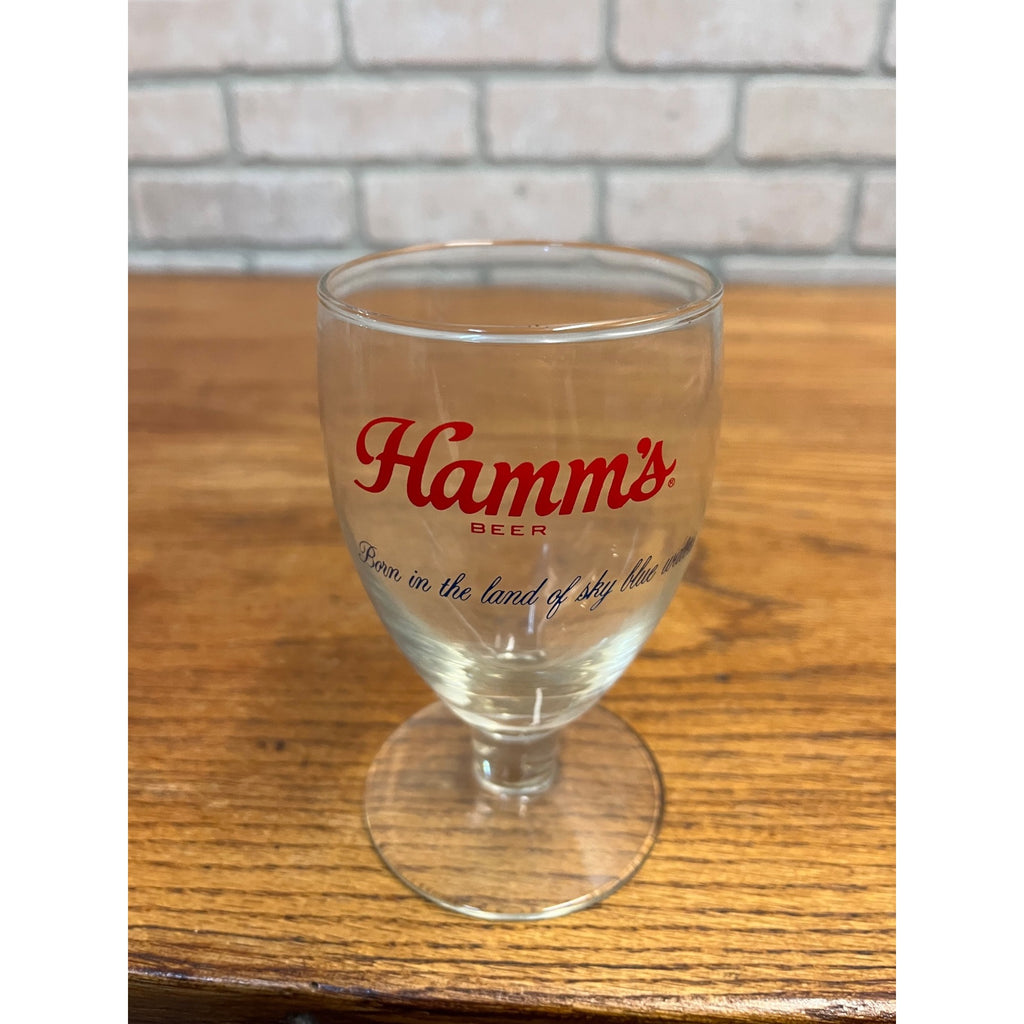 Vintage Hamm's Beer Stemmed Glass Land of Sky Blue Water 5-1/4"