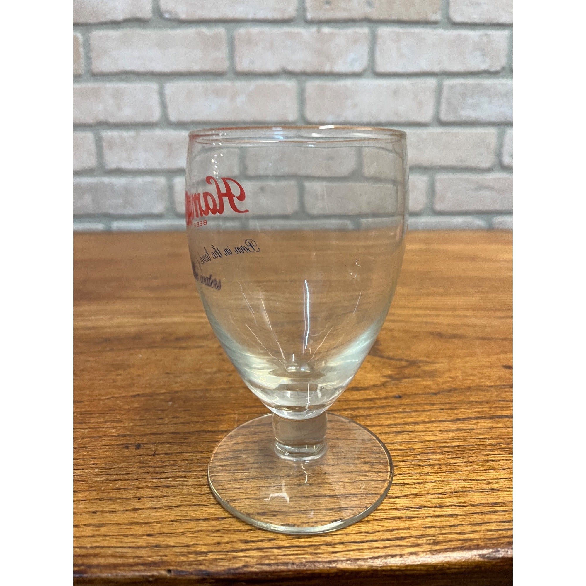 Vintage Hamm's Beer Stemmed Glass Land of Sky Blue Water 5-1/4"