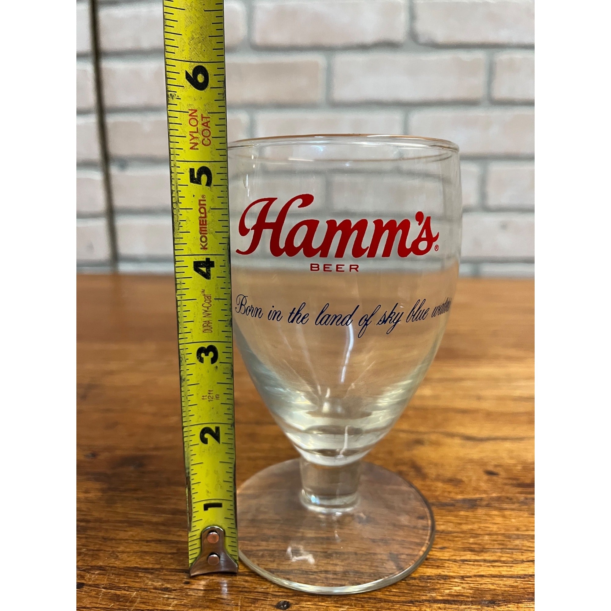 Vintage Hamm's Beer Stemmed Glass Land of Sky Blue Water 5-1/4"