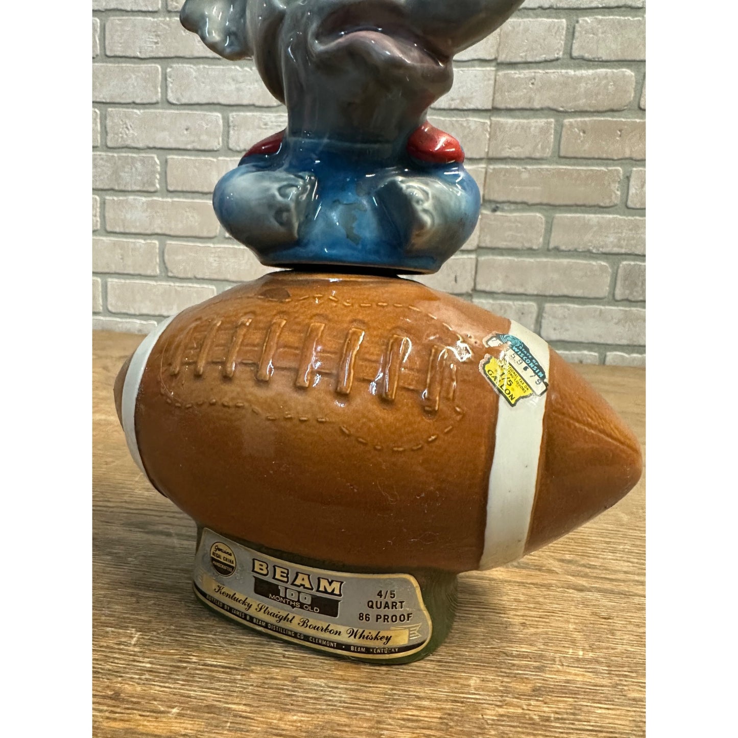 Vintage 1972 Jim Beam Republican Elephant Football Decanter EMPTY