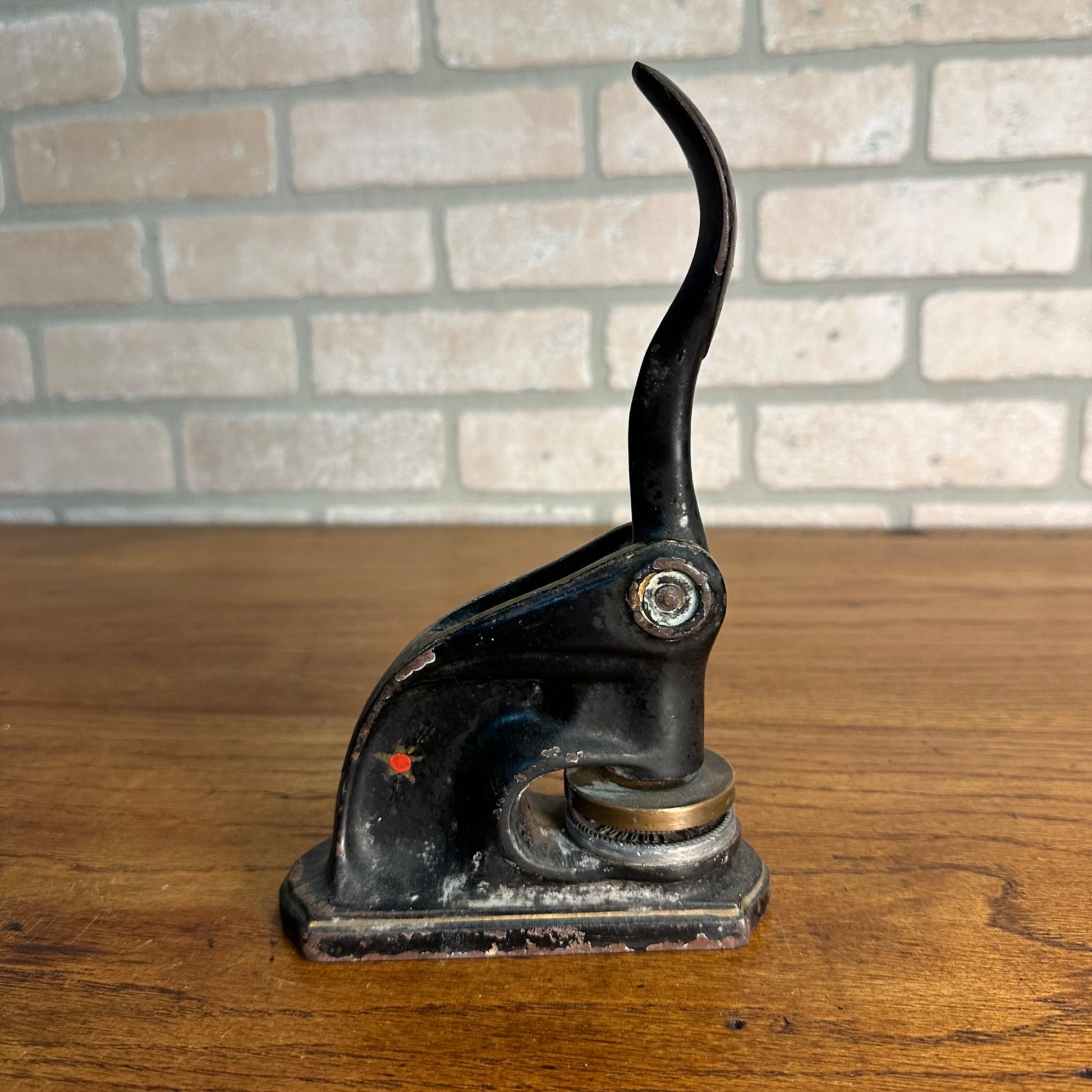 Antique Cast Iron Notary Stamp Seal -Bonduel Wis Labutzke Motor Sales