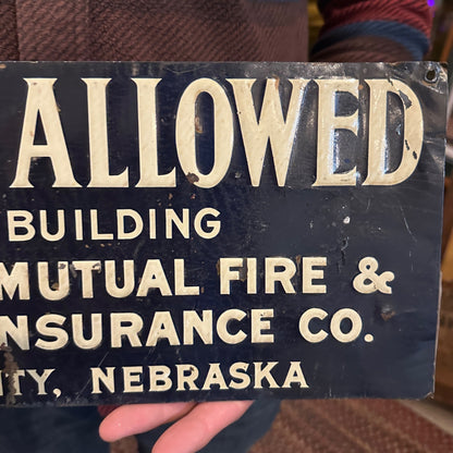 Vintage 1920s Farmers Mutual Fire & Lightning Insurance Co. Advertising Tin Sign