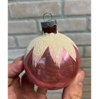 Vintage Shiny Brite Pink Glass Ball Mica Snowcap Christmas Ornament 2.5"