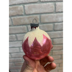 Vintage Shiny Brite Pink Glass Ball Mica Snowcap Christmas Ornament 2.5"