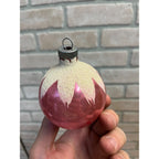 Vintage Shiny Brite Pink Glass Ball Mica Snowcap Christmas Ornament 2.5"