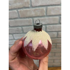 Vintage Shiny Brite Pink Glass Ball Mica Snowcap Christmas Ornament 2.5"