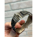 Vintage Mexico Sterling Silver & Abalone Shell Cuff Bracelet Signed FCP Taxco