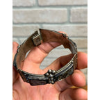 Vintage Mexico Sterling Silver & Abalone Shell Cuff Bracelet Signed FCP Taxco