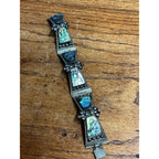 Vintage Mexico Sterling Silver & Abalone Shell Cuff Bracelet Signed FCP Taxco