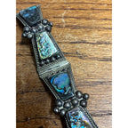 Vintage Mexico Sterling Silver & Abalone Shell Cuff Bracelet Signed FCP Taxco