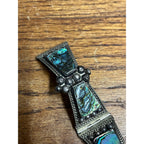 Vintage Mexico Sterling Silver & Abalone Shell Cuff Bracelet Signed FCP Taxco