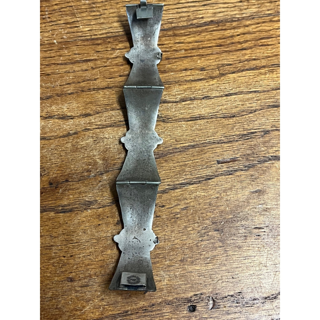 Vintage Mexico Sterling Silver & Abalone Shell Cuff Bracelet Signed FCP Taxco