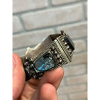 Vintage Mexico Sterling Silver & Abalone Shell Cuff Bracelet Signed FCP Taxco