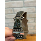 Vintage Mexico Sterling Silver & Abalone Shell Cuff Bracelet Signed FCP Taxco