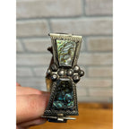 Vintage Mexico Sterling Silver & Abalone Shell Cuff Bracelet Signed FCP Taxco