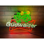 Vintage Budweiser Beer Frog Lighted Neon Hanging Bar Sign Advertising 20" x 13"