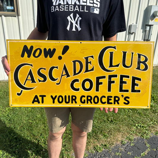 Vintage Cascade Club Coffee Sign Tin Metal Advertising Sign